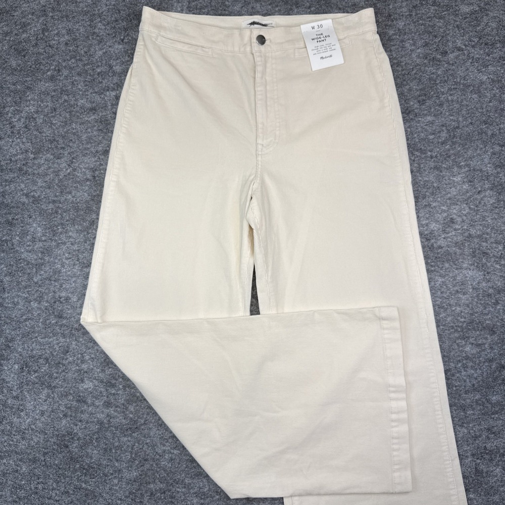 NEW Madewell Wide Leg pant in corduroy women's 30 ivory super stretch boho NX207